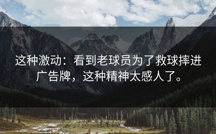 这种激动：看到老球员为了救球摔进广告牌，这种精神太感人了。